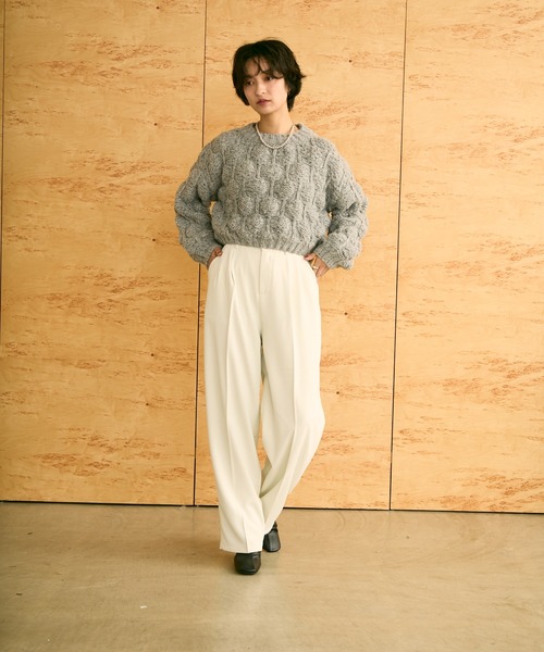 uchi.(ウチ)の「ケーブル編みニットプルオーバー(Tシャツ/カットソー・レディース・ブラック/グレー・FREE)」の20枚目の写真