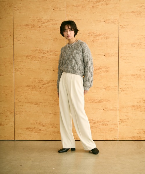 uchi.(ウチ)の「ケーブル編みニットプルオーバー(Tシャツ/カットソー・レディース・ブラック/グレー・FREE)」の22枚目の写真