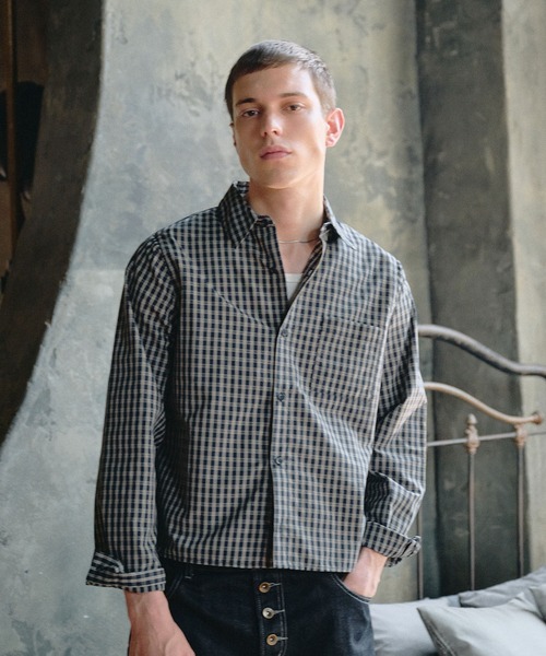 Regen Glanz(レーゲングランツ)の「classic check box fit shirt / クラシックチェックボックスフィットシャツ(シャツ/ブラウス・メンズ・グレー/ベージュ/ネイビー・MEDIUM/LARGE/SMALL)」の1枚目の写真