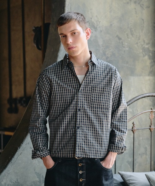 Regen Glanz(レーゲングランツ)の「classic check box fit shirt / クラシックチェックボックスフィットシャツ(シャツ/ブラウス・メンズ・グレー/ベージュ/ネイビー・MEDIUM/LARGE/SMALL)」の5枚目の写真