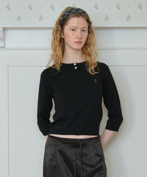 DAILY 3/4 SLEEVE KNIT TOP_BLACK