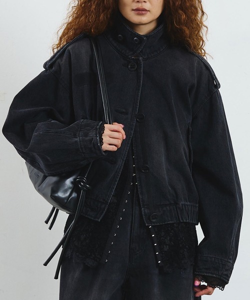 ROSE BUD(ローズバッド)の「mici/VOLUME SLEEVE DENIM JACKET(その他アウター・レディース・ライトインディゴブルー/ブラック・ONE SIZE)」の1枚目の写真