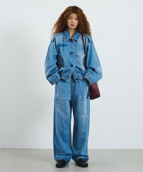 ROSE BUD(ローズバッド)の「mici/VOLUME SLEEVE DENIM JACKET(その他アウター・レディース・ライトインディゴブルー/ブラック・ONE SIZE)」の6枚目の写真