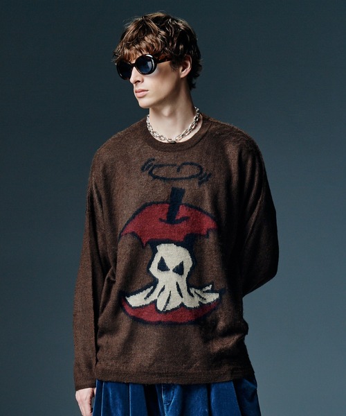 glamb(グラム)の「Eaten Apple Knit / イートゥンアップルニット(ニット/セーター・メンズ・ブラウン/ブラック/ブルー・M/L)」の3枚目の写真