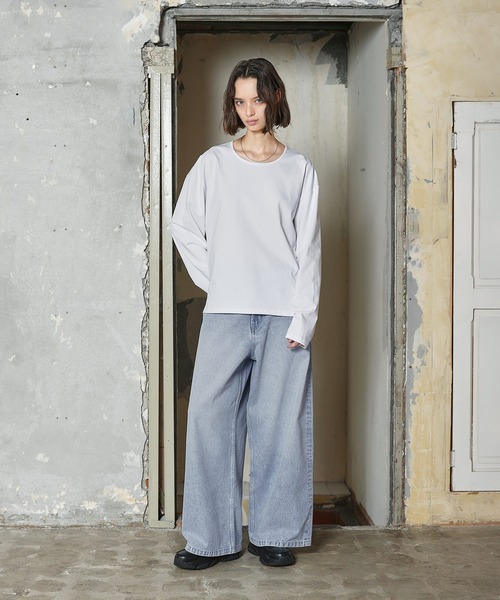 ROCHEM（ローシェン）の「サイドスリットベーシックUネックロンT（Tシャツ/カットソー・メンズ・ベージュ/ブラック/ホワイト・XS/S/M/L）」の9枚目の写真