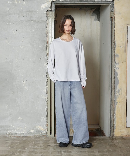 ROCHEM（ローシェン）の「サイドスリットベーシックUネックロンT（Tシャツ/カットソー・メンズ・ベージュ/ブラック/ホワイト・XS/S/M/L）」の10枚目の写真