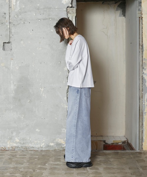 ROCHEM（ローシェン）の「サイドスリットベーシックUネックロンT（Tシャツ/カットソー・メンズ・ベージュ/ブラック/ホワイト・XS/S/M/L）」の12枚目の写真