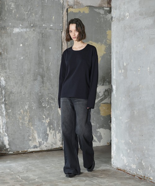ROCHEM（ローシェン）の「サイドスリットベーシックUネックロンT（Tシャツ/カットソー・メンズ・ベージュ/ブラック/ホワイト・XS/S/M/L）」の19枚目の写真