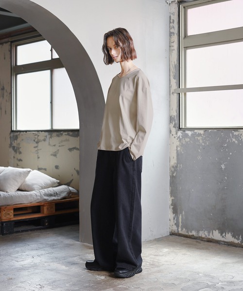 ROCHEM（ローシェン）の「サイドスリットベーシックUネックロンT（Tシャツ/カットソー・メンズ・ベージュ/ブラック/ホワイト・XS/S/M/L）」の20枚目の写真