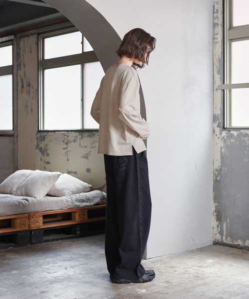 ROCHEM（ローシェン）の「サイドスリットベーシックUネックロンT（Tシャツ/カットソー・メンズ・ベージュ/ブラック/ホワイト・XS/S/M/L）」の21枚目の写真