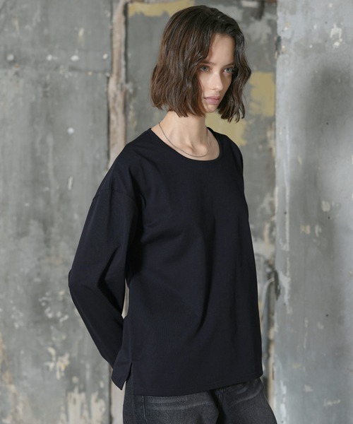 ROCHEM（ローシェン）の「サイドスリットベーシックUネックロンT（Tシャツ/カットソー・メンズ・ベージュ/ブラック/ホワイト・XS/S/M/L）」の14枚目の写真