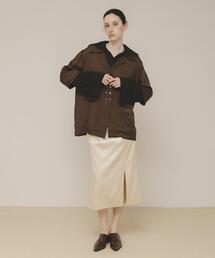 glossy midi skirt