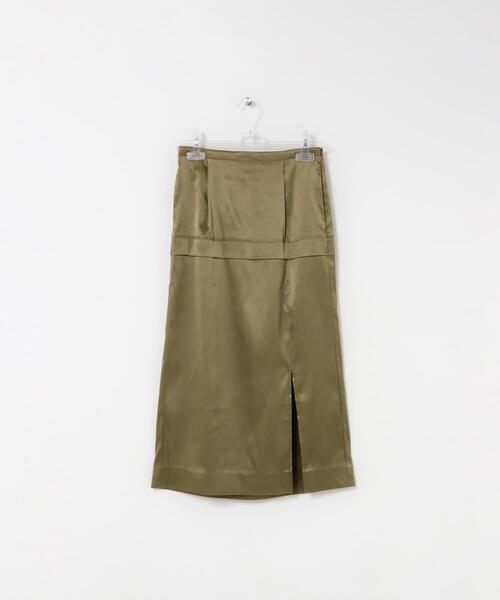 LAATO(ラート)の「glossy midi skirt(スカート・レディース・ライトカーキ/アイボリー・FREE)」の8枚目の写真
