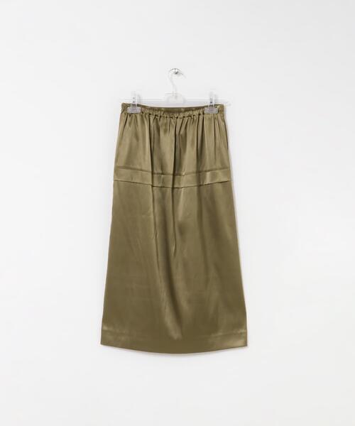 LAATO(ラート)の「glossy midi skirt(スカート・レディース・ライトカーキ/アイボリー・FREE)」の5枚目の写真