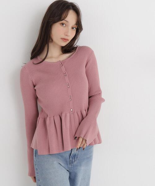 NATURAL BEAUTY BASIC(ナチュラルビューティーベーシック)の「ペプラムカーディガン(カーディガン/ボレロ・レディース・ネイビー/チャコールグレー/ピンク・FREE)」の3枚目の写真