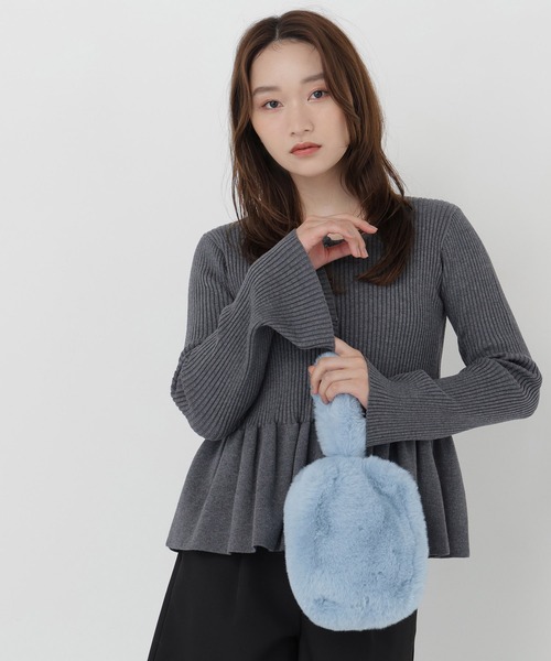NATURAL BEAUTY BASIC(ナチュラルビューティーベーシック)の「ペプラムカーディガン(カーディガン/ボレロ・レディース・ネイビー/チャコールグレー/ピンク・FREE)」の1枚目の写真