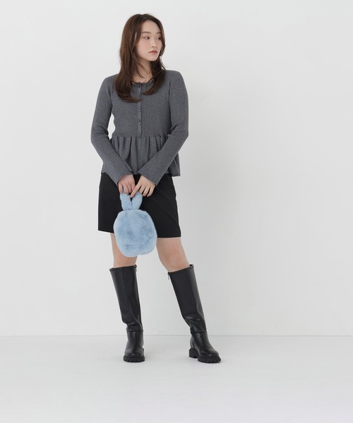 NATURAL BEAUTY BASIC(ナチュラルビューティーベーシック)の「ペプラムカーディガン(カーディガン/ボレロ・レディース・ネイビー/チャコールグレー/ピンク・FREE)」の8枚目の写真