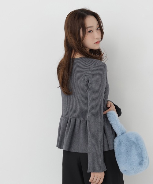 NATURAL BEAUTY BASIC(ナチュラルビューティーベーシック)の「ペプラムカーディガン(カーディガン/ボレロ・レディース・ネイビー/チャコールグレー/ピンク・FREE)」の9枚目の写真