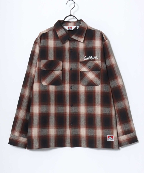 BEN DAVIS(ベンデイビス)の「BEN DAVIS/ベンデイビス EMBRO OMBRE SHIRT/オーバーサイズ バックプリント刺繍 起毛 オンブレチェック フランネル長袖シャツ/ワークシャツ/レディース メンズ(シャツ/ブラウス・メンズ・ブラウン/ブルー/ブラック・M/L/XL)」の12枚目の写真