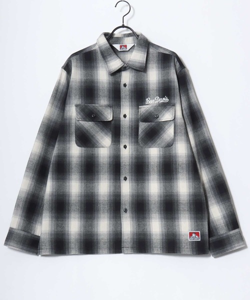 BEN DAVIS(ベンデイビス)の「BEN DAVIS/ベンデイビス EMBRO OMBRE SHIRT/オーバーサイズ バックプリント刺繍 起毛 オンブレチェック フランネル長袖シャツ/ワークシャツ/レディース メンズ(シャツ/ブラウス・メンズ・ブラウン/ブルー/ブラック・M/L/XL)」の10枚目の写真