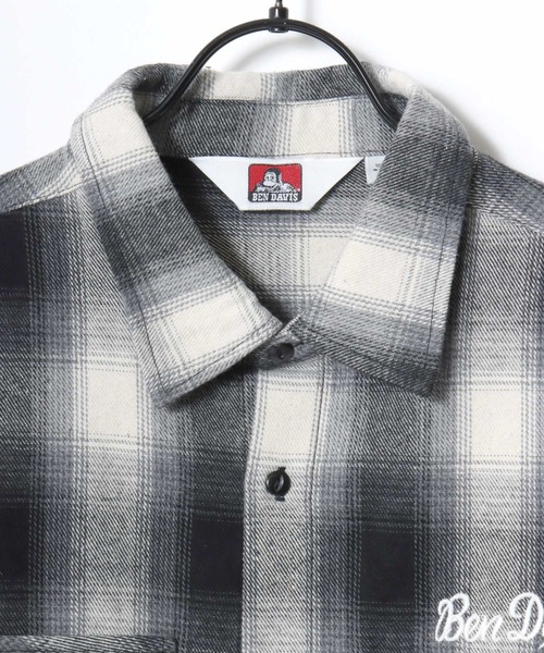 BEN DAVIS(ベンデイビス)の「BEN DAVIS/ベンデイビス EMBRO OMBRE SHIRT/オーバーサイズ バックプリント刺繍 起毛 オンブレチェック フランネル長袖シャツ/ワークシャツ/レディース メンズ(シャツ/ブラウス・メンズ・ブラウン/ブルー/ブラック・M/L/XL)」の16枚目の写真
