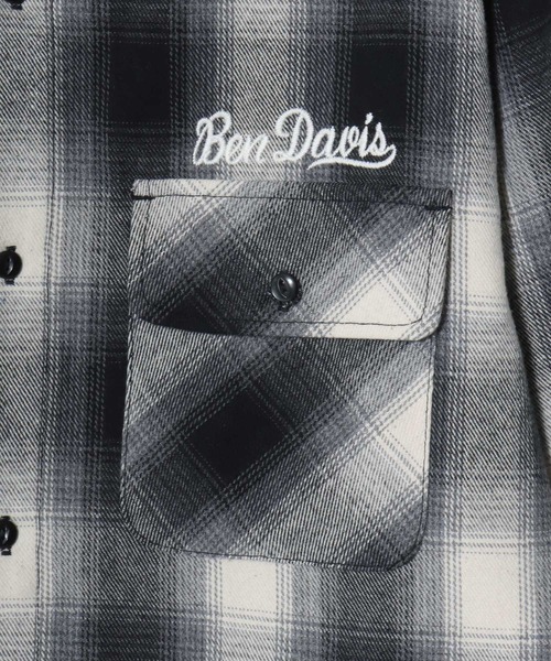 BEN DAVIS(ベンデイビス)の「BEN DAVIS/ベンデイビス EMBRO OMBRE SHIRT/オーバーサイズ バックプリント刺繍 起毛 オンブレチェック フランネル長袖シャツ/ワークシャツ/レディース メンズ(シャツ/ブラウス・メンズ・ブラウン/ブルー/ブラック・M/L/XL)」の17枚目の写真