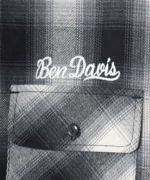 BEN DAVIS(ベンデイビス)の「BEN DAVIS/ベンデイビス EMBRO OMBRE SHIRT/オーバーサイズ バックプリント刺繍 起毛 オンブレチェック フランネル長袖シャツ/ワークシャツ/レディース メンズ(シャツ/ブラウス・メンズ・ブラウン/ブルー/ブラック・M/L/XL)」の18枚目の写真