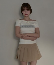 Stitch ribbon cat elin sholder knit / ステッチリボンキャットエリンショルダーニット