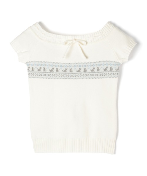 M DOLLY(エムドリー)の「Stitch ribbon cat elin sholder knit / ステッチリボンキャットエリンショルダーニット(ニット/セーター・レディース・アイボリー/グレー・FREE)」の13枚目の写真