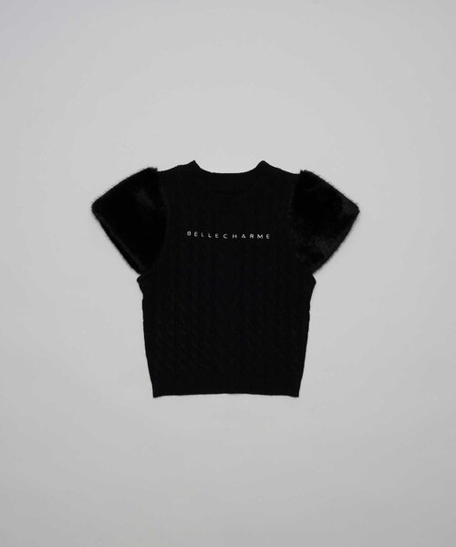 Belle Charme(ベルシャルム)の「【Belle Charme】Fur Shoulder Cable Knit(ニット/セーター・レディース・ブラック/ベージュ/ピンク・FREE)」の6枚目の写真