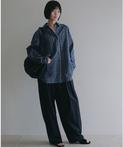 anuke（アンヌーク）の「Sheercheck Over Shirts（シャツ/ブラウス・レディース・ブラウン/ブルー・FREE）」の16枚目の写真