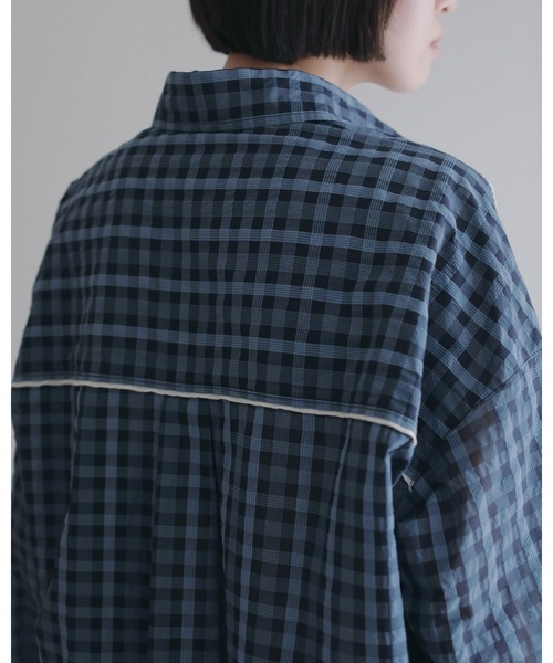 anuke（アンヌーク）の「Sheercheck Over Shirts（シャツ/ブラウス・レディース・ブラウン/ブルー・FREE）」の3枚目の写真