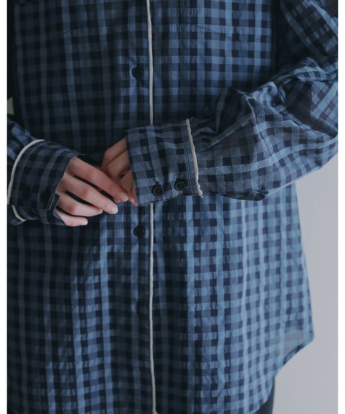 anuke（アンヌーク）の「Sheercheck Over Shirts（シャツ/ブラウス・レディース・ブラウン/ブルー・FREE）」の4枚目の写真