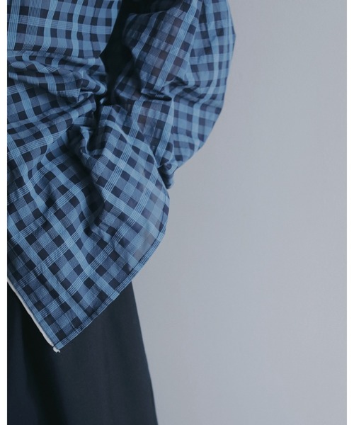 anuke（アンヌーク）の「Sheercheck Over Shirts（シャツ/ブラウス・レディース・ブラウン/ブルー・FREE）」の5枚目の写真