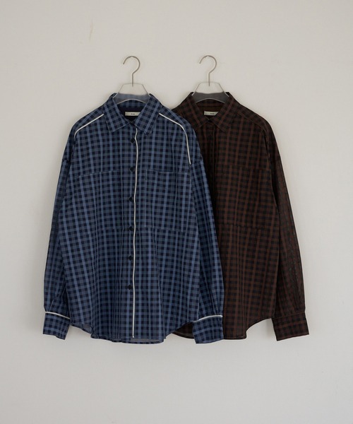 anuke（アンヌーク）の「Sheercheck Over Shirts（シャツ/ブラウス・レディース・ブラウン/ブルー・FREE）」の6枚目の写真