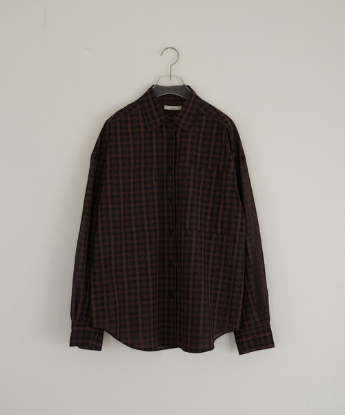 anuke（アンヌーク）の「Sheercheck Over Shirts（シャツ/ブラウス・レディース・ブラウン/ブルー・FREE）」の7枚目の写真