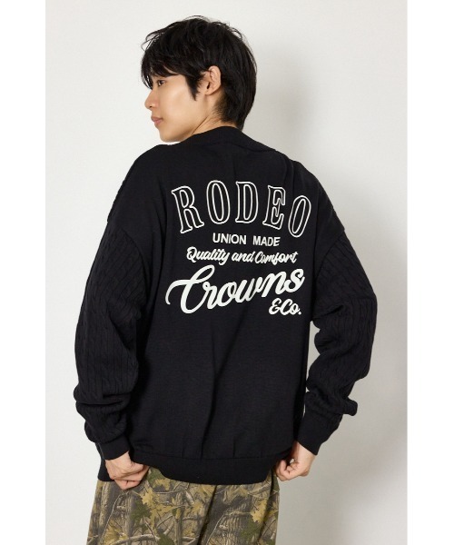RODEO CROWNS WIDE BOWL(ロデオクラウンズワイドボウル)の「細ケーブルニットカーディガン(カーディガン/ボレロ・メンズ・ブラウン/オフホワイト/ブラック・LARGE/MEDIUM)」の3枚目の写真