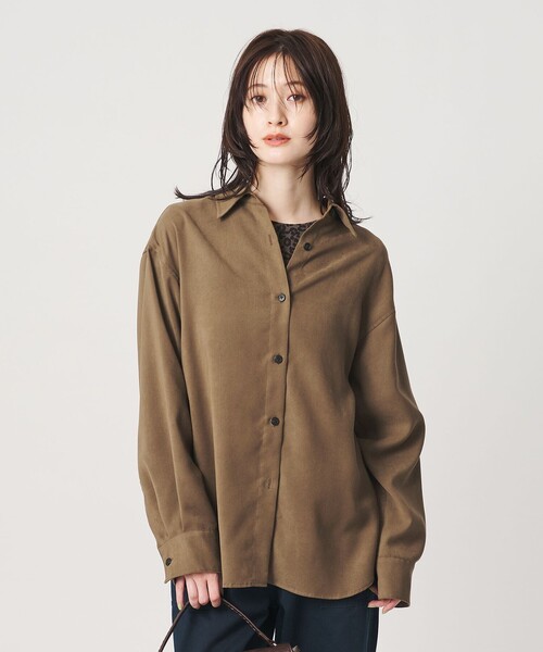 BEAUTY&YOUTH UNITED ARROWS(ビューティーアンドユースユナイテッドアローズ)の「ポリエステル スエードライク シャツ(シャツ/ブラウス・レディース・モカ/ダークブラウン・FREE)」の3枚目の写真