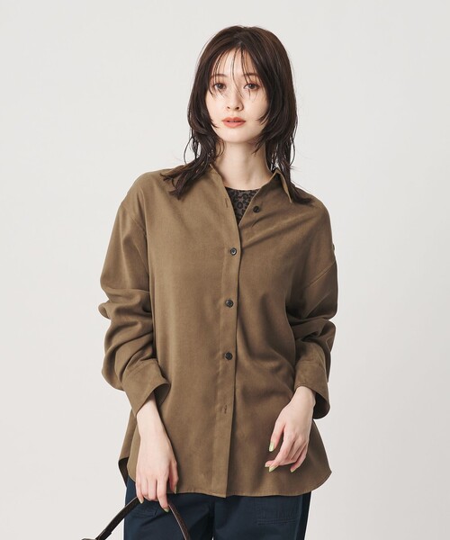BEAUTY&YOUTH UNITED ARROWS(ビューティーアンドユースユナイテッドアローズ)の「ポリエステル スエードライク シャツ(シャツ/ブラウス・レディース・モカ/ダークブラウン・FREE)」の4枚目の写真