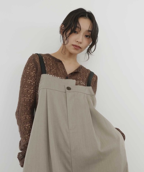 hellam（へラム）の「TRツイルアシメデザインサロペット（サロペット/オーバーオール・レディース・ブラック系/チャコール/グレイッシュベージュ/ブラック・FREE）」の4枚目の写真