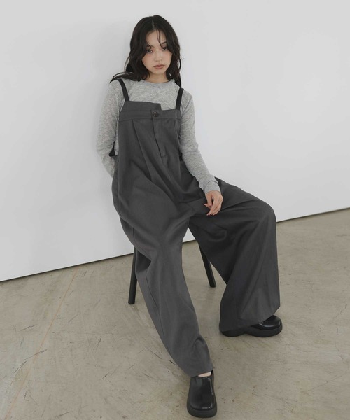  hellam（へラム）の「TRツイルアシメデザインサロペット（サロペット/オーバーオール・レディース・ブラック系/チャコール/グレイッシュベージュ/ブラック・FREE）」の3枚目の写真