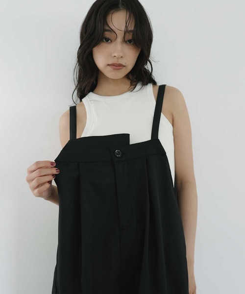  hellam（へラム）の「TRツイルアシメデザインサロペット（サロペット/オーバーオール・レディース・ブラック系/チャコール/グレイッシュベージュ/ブラック・FREE）」の5枚目の写真