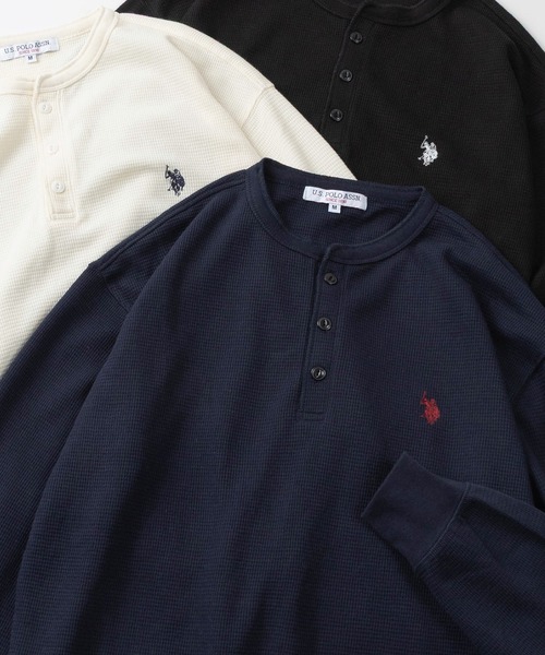 U.S. POLO ASSN.（ユーエスポロアッスン）の「【80】【U.S. POLO ASSN./ユーエスポロアッスン】ヘンリーネック サーマル ロンT/ワッフル/長袖/アメカジ/ミリタリー/古着MIX/ユニセックス/レディース/メンズ（Tシャツ/カットソー・メンズ・ネイビー/グレー/ホワイト/ブラック・XL/L/M）」の4枚目の写真