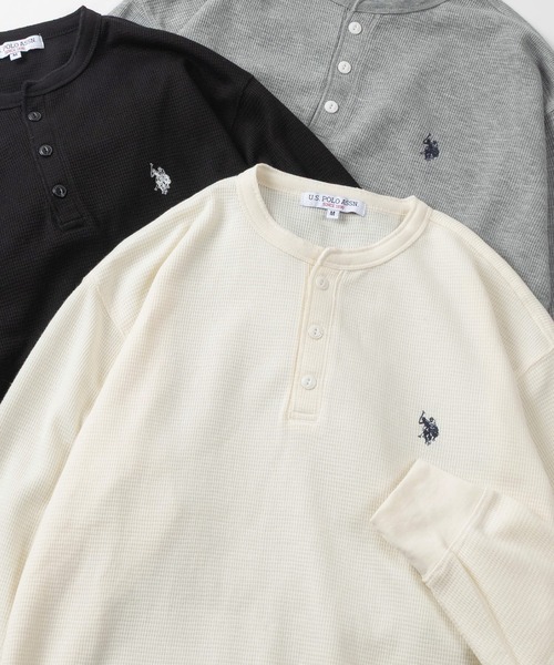 U.S. POLO ASSN.（ユーエスポロアッスン）の「【80】【U.S. POLO ASSN./ユーエスポロアッスン】ヘンリーネック サーマル ロンT/ワッフル/長袖/アメカジ/ミリタリー/古着MIX/ユニセックス/レディース/メンズ（Tシャツ/カットソー・メンズ・ネイビー/グレー/ホワイト/ブラック・XL/L/M）」の2枚目の写真