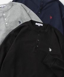 【80】【U.S. POLO ASSN./ユーエスポロアッスン】ヘンリーネック サーマル ロンT/ワッフル/長袖/アメカジ/ミリタリー/古着MIX/ユニセックス/レディース/メンズ