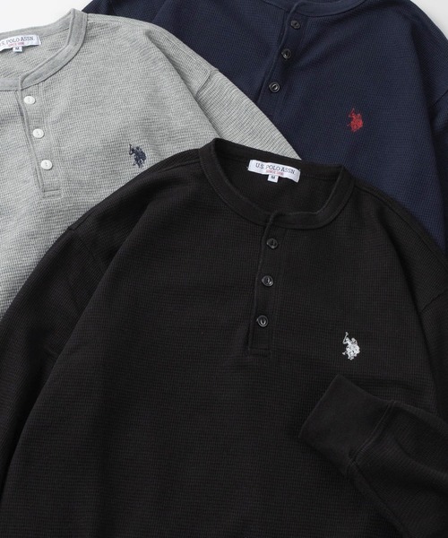 U.S. POLO ASSN.（ユーエスポロアッスン）の「【80】【U.S. POLO ASSN./ユーエスポロアッスン】ヘンリーネック サーマル ロンT/ワッフル/長袖/アメカジ/ミリタリー/古着MIX/ユニセックス/レディース/メンズ（Tシャツ/カットソー・メンズ・ネイビー/グレー/ホワイト/ブラック・XL/L/M）」の3枚目の写真
