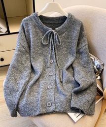 リボン ニットカーディガン