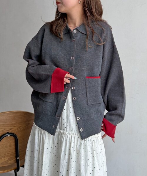 CPCM（シーピーシーエム）の「ダブルフェイススナップカーディガン（カーディガン/ボレロ・レディース・ブラウン/チャコールグレー/アイボリー/ネイビー・FREE）」の12枚目の写真