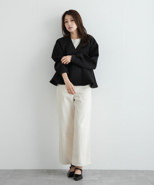 URBAN RESEARCH Sonny Label(アーバンリサーチサニーレーベル)の「『WEB限定』ダンボールペプラムブルゾン(ブルゾン・レディース・グレー/オフホワイト/ブラック・FREE)」の15枚目の写真