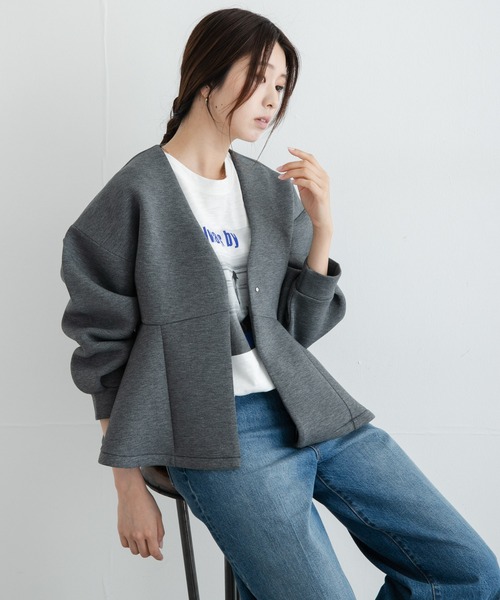 URBAN RESEARCH Sonny Label(アーバンリサーチサニーレーベル)の「『WEB限定』ダンボールペプラムブルゾン(ブルゾン・レディース・グレー/オフホワイト/ブラック・FREE)」の18枚目の写真